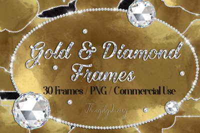 30 Real Gold and Diamond Frames Clip Arts Oval Frame Square Frames