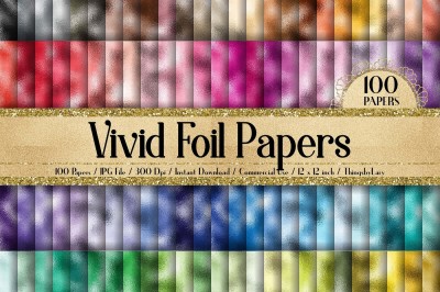 100 Vivid Foil Texture Digital Papers luxury foil printing