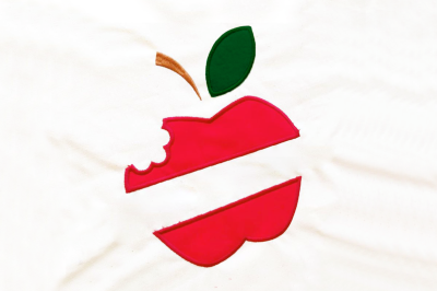 Apple with Bite Split | Applique Embroidery