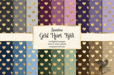 Gold Heart Kraft Digital Paper