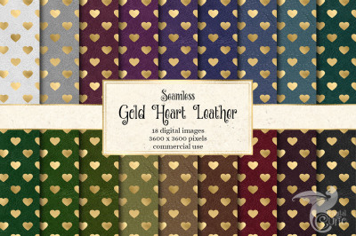 Gold Heart Leather Digital Paper