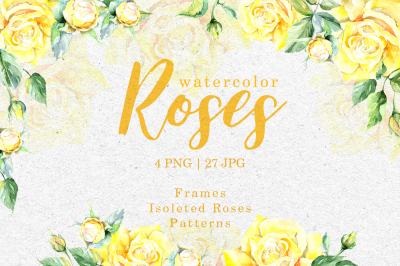 Roses Bright yellow Watercolor png