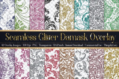 42 Various Glitter Seamless Damask Transparent Overlay Images