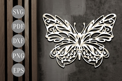 Butterfly Papercut Template, Spring Clipart SVG, DXF, PDF