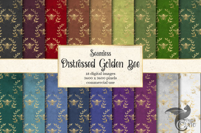 Distressed Golden Bee digital paper