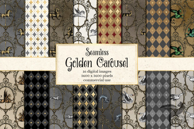 Golden Carousel Digital Paper