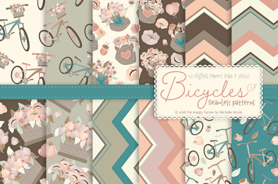 Bicycles 07 - Seamless Patterns &amp; Digital Papers