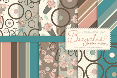 Bicycles 07 - Seamless Patterns &amp; Digital Papers 02