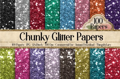 100 Chunky Glitter Texture Digital Papers Bling Bling Paper