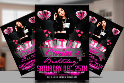 Birthday Pink Party Flyer Template