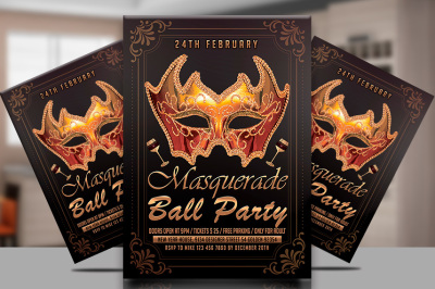 Masquerade Ball Party Flyer Template