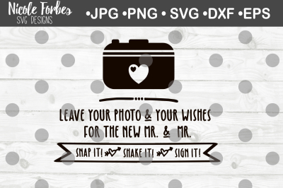 Photo Guest Book Mr & Mr Wedding Sign SVG Cut File