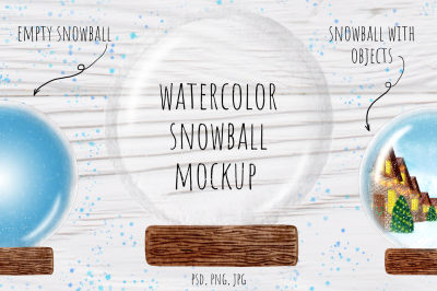 Watercolor snowball Mock-up