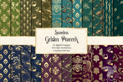 Golden Peacock Digital Paper