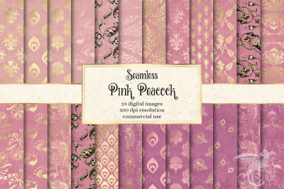 Pink Peacock Digital Paper