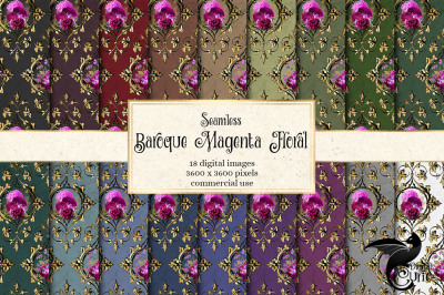 Baroque Magenta Floral digital paper