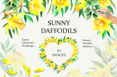Watercolor Sunny Daffodils