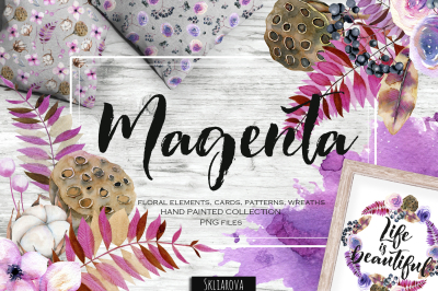 Magenta. Floral collection.
