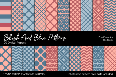 Blush And Blue Digital Papers