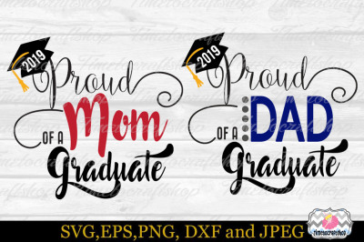SVG, Dxf, Eps & Png Proud Mom, Proud Dad of a Graduate