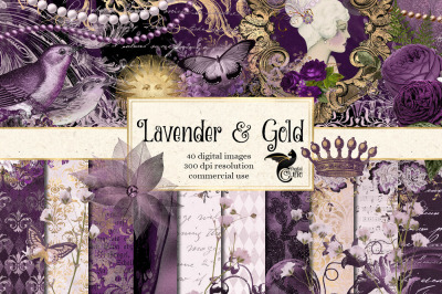 Lavender and Gold Digital Scrapbook Kit