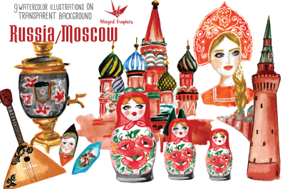 Moscow/ Russia: watercolor illustrations