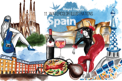 Spain : travel watercolor illustrations