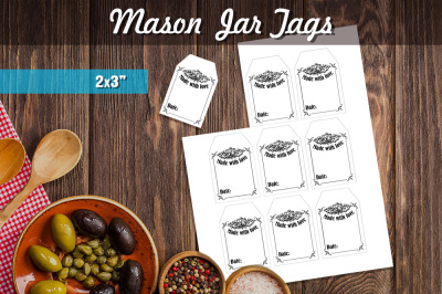 Black & White Printable Mason Jar Tags - Vintage