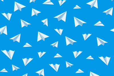 Origami paper airplane vector seamless background