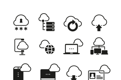 Internet cloud computing vector icon set