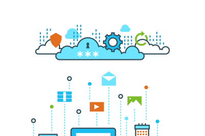 Digital cloud computing, computer data storage vector business concept