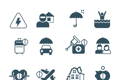 Insurance vector icons. Protection and safety symbols