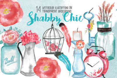 Shabby Chic watercolor illustrations