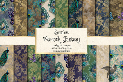 Peacock Fantasy Digital Paper