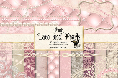 Pink Lace and Pearls Digital Scrapbook Kit