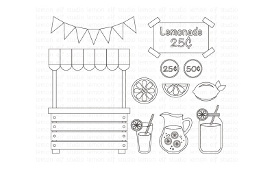 Pink Lemonade Stand-Digital Stamp (LES.DS15)