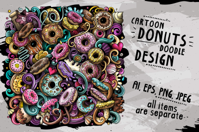 Donuts Vector Doodle Illustration