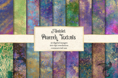 Abstract Peacock Textures Digital Paper