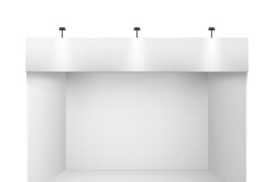 White 3d exhibition presentation stand&2C; event room or empty booth vect