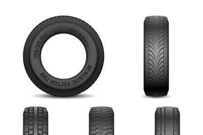 Realistic vector tires with different tread marks