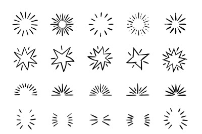 Elegant ink brush circle bursts and whimsical borders. Hand drawn burs