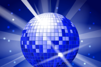 Dance club party vector background with disco ball