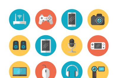 Electronic gadgets and device flat vector icons