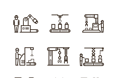 Robotic manufacturing assembly lines and automatic conveyor with manip