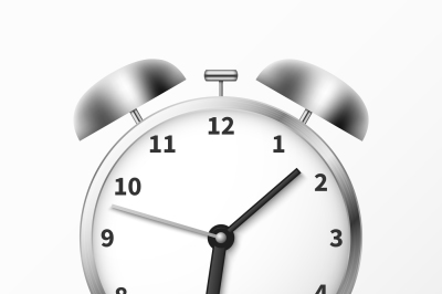 Alarm clock with bells, ringing timer vector illustration