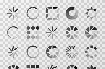 Loading indicators and internet buffering vector icons set