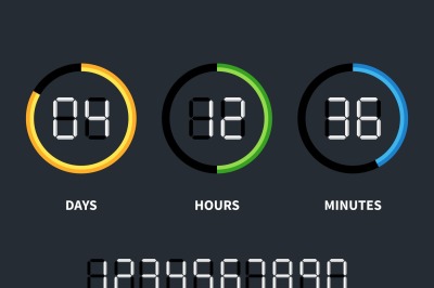 Digital clock or countdown timer. Vector time concept