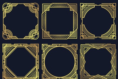 Vintage art deco design elements&2C; old classic border frames vector col