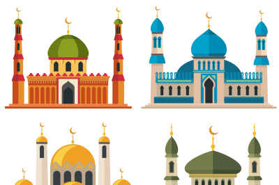 Arabic muslim mosques and minarets