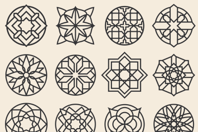 Arabesque ornaments. Vector star logo design template in arabic style